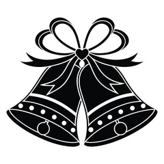 Elegant black and white christmas bells with festive bow for holiday and celebration designs