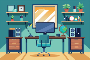 Stylish home office setup featuring modern furniture and plants