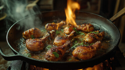 Sizzling Chicken Drumsticks A Real Aesthetic Wallpaper Background for Food Lovers