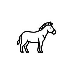 Elegant Zebra Outline Icon - Minimalist Vector Illustration of African Wildlife Animal on White Background