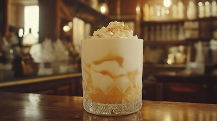 Creamy Caramel Cocktail Real Aesthetic Wallpaper Background for Drinks