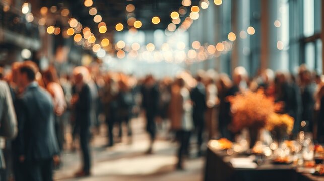 Blurred shot of business people at party in office center. High quality