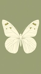 Illustration of a Pale Butterfly with Speckled Wings on a Soft Green Background