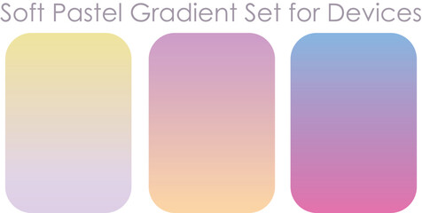 Soft pastel gradient smooth and vibrant color background set for devices, Devices, pc and modern smartphone screen soft pastel color palette backgrounds ux and ui design illustration