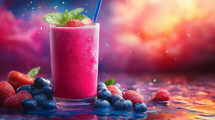 Vibrant Berry Smoothie Real Aesthetic Wallpaper Background