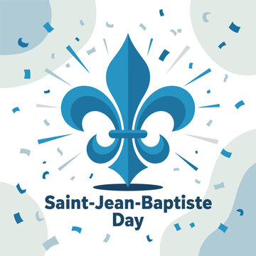 Saint Jean Baptiste Day Celebration with Fleur de Lis and Confetti Background