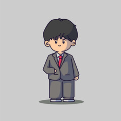 Cute boyband chibi characters with some fashionable clothes and vector art