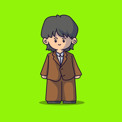 Cute boyband chibi characters with some fashionable clothes and vector art