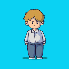 Cute boyband chibi characters with some fashionable clothes and vector art