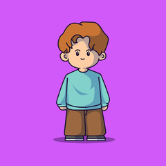 Cute boyband chibi characters with some fashionable clothes and vector art