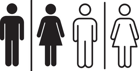 Male and Female Toilet Icon – Restroom Symbols Vector Illustration 