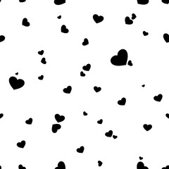 Vector seamless pattern with and black hearts.