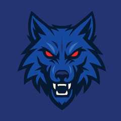 Stylized wolf head logo on a blue background. The wolf is depicted with sharp, angular features in varying shades of blue.