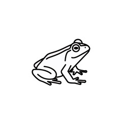 Obraz premium Minimalist Black and White Frog Illustration for Nature-Themed Designs and Educational Resources, featuring Clean Lines and Simple Design