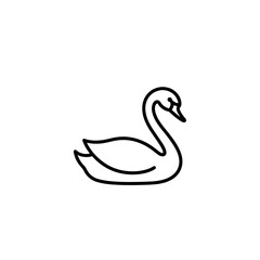 Elegant Swan Outline Icon: Graceful Water Bird Silhouette for Minimalist Design Projects and Wildlife Illustrations, Isolated on White Background