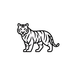 Elegant Tiger Outline Vector Illustration: A Striking Graphic Element for Wildlife and Conservation Projects, Featuring a Clean, Modern Design