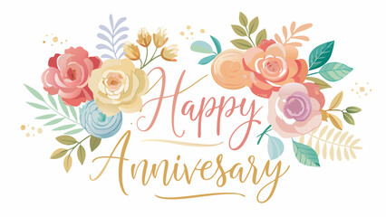 Happy Anniversary Floral Greeting Card Design