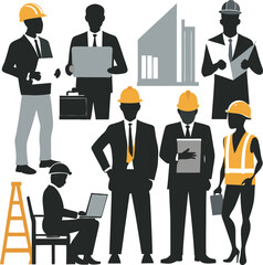 A collection of stylized architectural blueprints and abstract building designs, showcasing various structural elements and artistic interpretations of construction