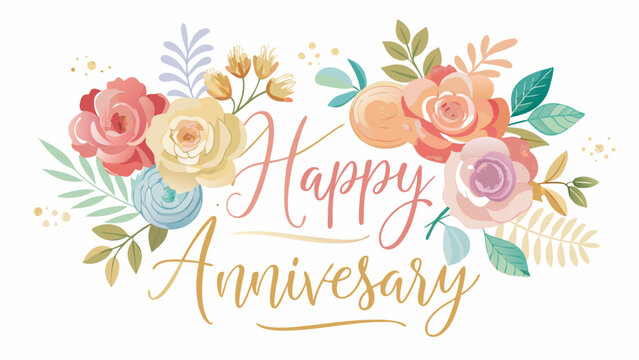 Happy Anniversary Floral Greeting Card Design