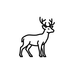 Elegant Deer Outline Illustration: Minimalist Vector Graphic of a Majestic Buck with Antlers for Nature and Wildlife Designs