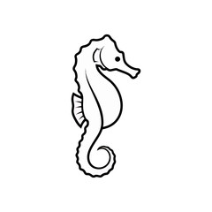 Elegant Seahorse Outline Illustration for Creative Design Projects and Educational Materials, Featuring Clean Lines and Minimalist Style