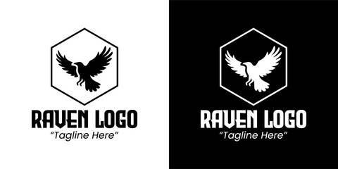 Customizable Raven Logo Design for Branding and Marketing