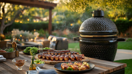 Summer BBQ Grill Feast Real Aesthetic Wallpaper Background for Your Devices