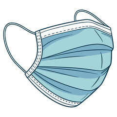 Blue surgical face mask illustration, medical protection equipment