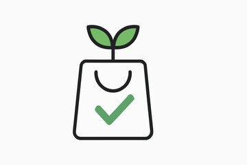 Eco Friendly Shopping Bag with Sprout and Check Mark A Symbol of Sustainable and Responsible Consumer Choices for a Greener and Healthier Planet The