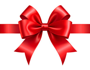 Fototapeta premium Elegant Shiny Red Ribbon Bow and Horizontal Band with Shadow, Vector EPS10 on Transparent background PNG