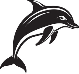 A collection of stylized dolphin illustration, depicting pose and movements with clean lines and a minimalist aesthetic