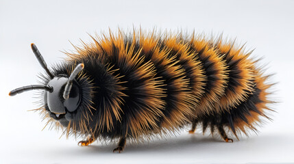 Woolly bear caterpillar on a white background