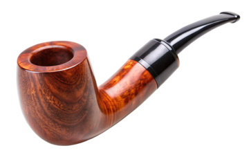 Elegant wooden tobacco pipe isolated on a white background