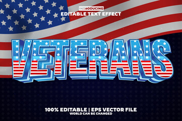 veteran day editable text effect in new modern trend style
