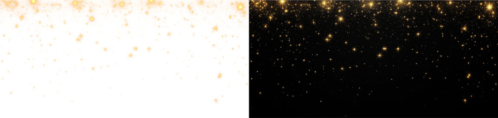 Golden bokeh overlay with glitter, sparkle, and festive glow. This warm, transparent PNG adds shimmer and magic to Christmas cards, fireworks, or luxury holiday designs. © Gunenko