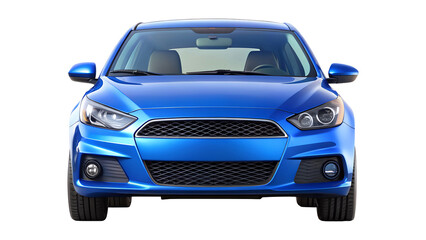 blue car isolated on transparent white background, clipping path