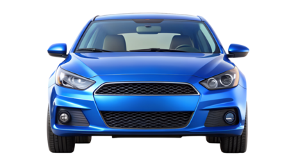 blue car isolated on transparent white background, clipping path