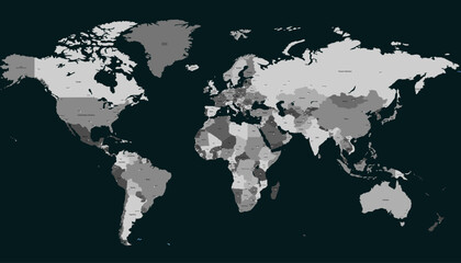 World map. Modern color vector map. Silhouette map