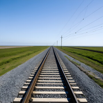 two parallel railway tracks disappearing into the horizon