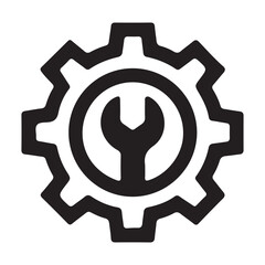 Gear and Wrench Icon Symbolizing Maintenance and Mechanical Repair Services