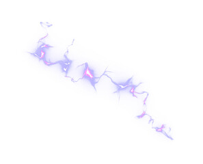 Glowing purple thunderbolt with electric charge and flash. A magical lightning PNG effect perfect for games, weather scenes, or fantasy spell overlays.