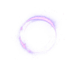 Purple neon glow ring with spiral orbit and cosmic energy. A vibrant, futuristic PNG illustration perfect for tech, science, or mystical design templates with a modern, aglow effect.