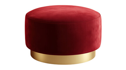 Red velvet box with golden base for jewelry storage isolated on white background