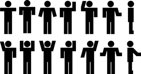 people silhouettes set stick figure poses – minimalist icon set