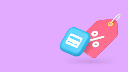 Shopping sale discount card payment special offer price off copy space banner. Shop store market supermarket financial tag percentage cost reduction money savings Black Friday