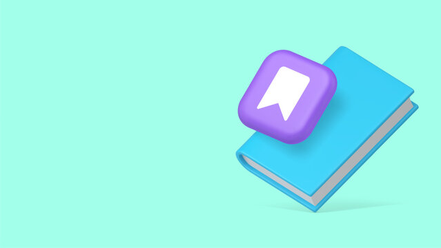 Book reading bookmark badge library literature education copy space banner. Paper literary tag flag for page information remember guidebook textbook encyclopedia novel dictionary - Powered by Adobe