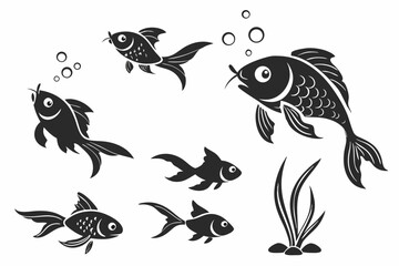 set of fish vector