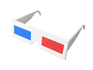 White cinema glasses symbol icon design on isolated background. technology movie video entertainment. 3d render illustration