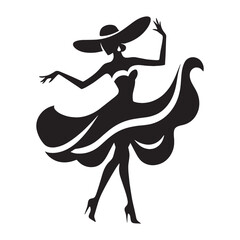 Vivid Moves Dancing Lady Dynamic Form, Capturing Her Energy and Passion - dancing lady silhouette - dancing lady vector - silhouette of dancing lady - Lady illustration
