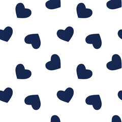 Seamless pattern with blue hearts. Vector seamless pattern with blue hearts